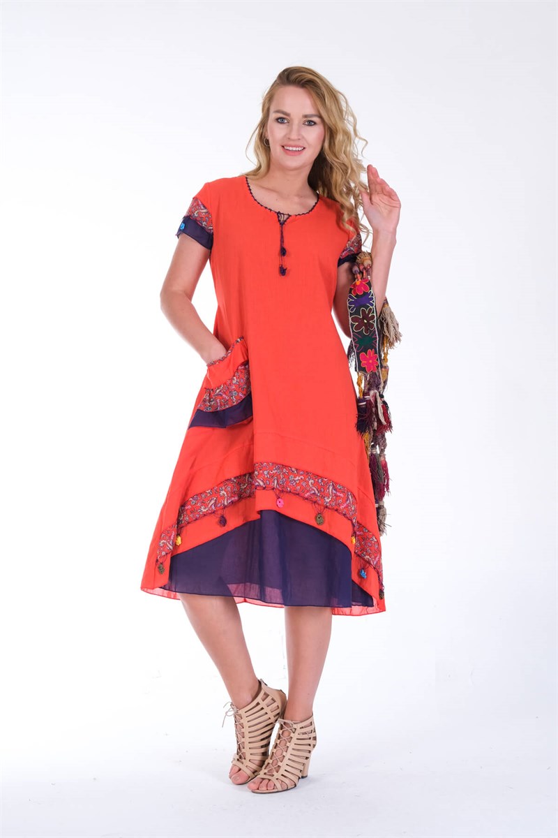 OTANTİK ETNİK GİYİM  YAZLIK ELBİSE ERC COLLECTİON 4571 ME
