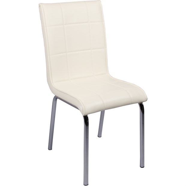Monopetli Düz Beyaz Krom Ayaklı Sandalye
