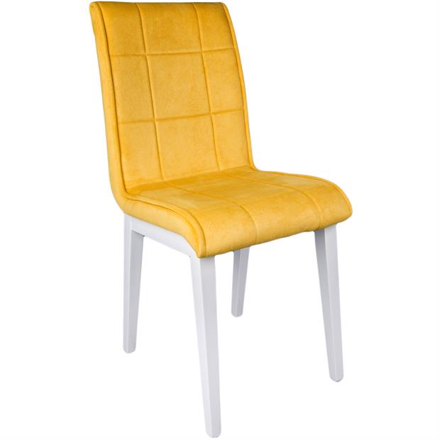 Monopetli Kadife Sarı Ahşap Sandalye