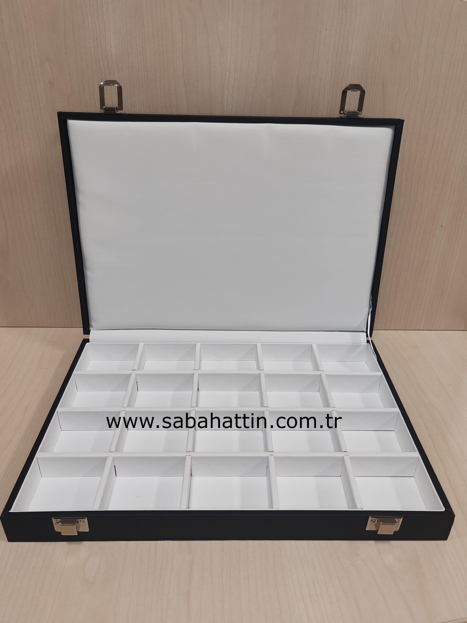 CAMSIZ BÖLMELİ 20 GÖZLÜ KUTU, JEWELRY BOX 20 COMPARTMENTS 