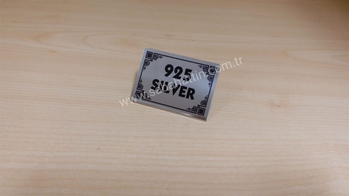 METAL VİTRİN LEVHASI 925 SILVER , METAL WINDOW WRITING 925 SILVER