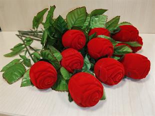 24 ADET SAPLI GÜL YÜZÜK KUTUSU, ROSE RING BOX WITH HANDLE 