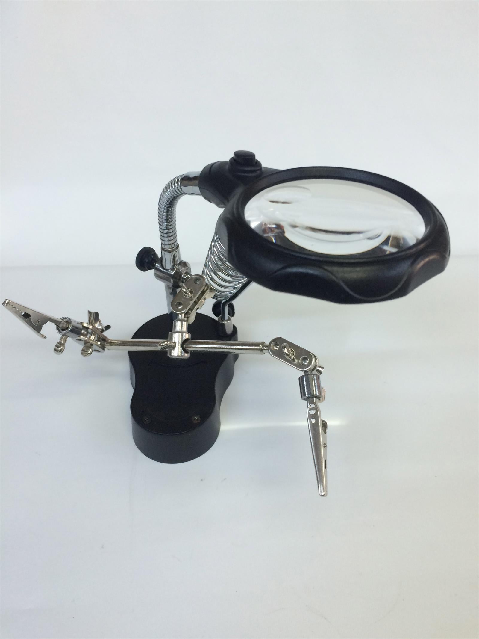 MERCEKLİ IŞIKLI LEDLİ ÜÇEL,  BÜYÜTEÇLİ HAVYA STANDI, AUXILIARY CLIP MAGNIFIER AC/DC INTERCHANGEABLE 