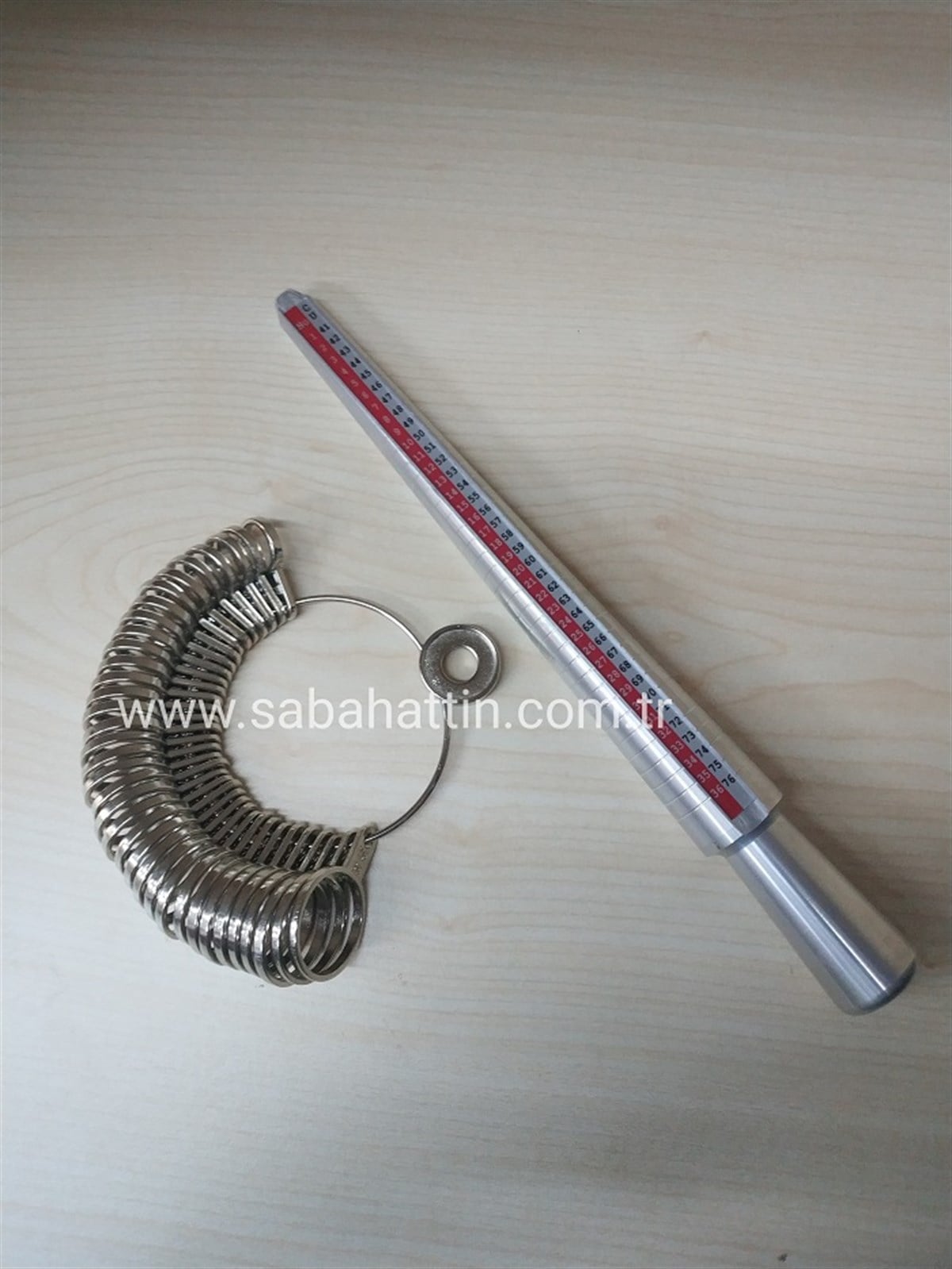 ALUMİNYUM KUYUMCU ÖLÇÜSÜ & MALAFASI SETİ, ALUMUNIUM RING SIZER & RING STICK FOR JEWELRY SET