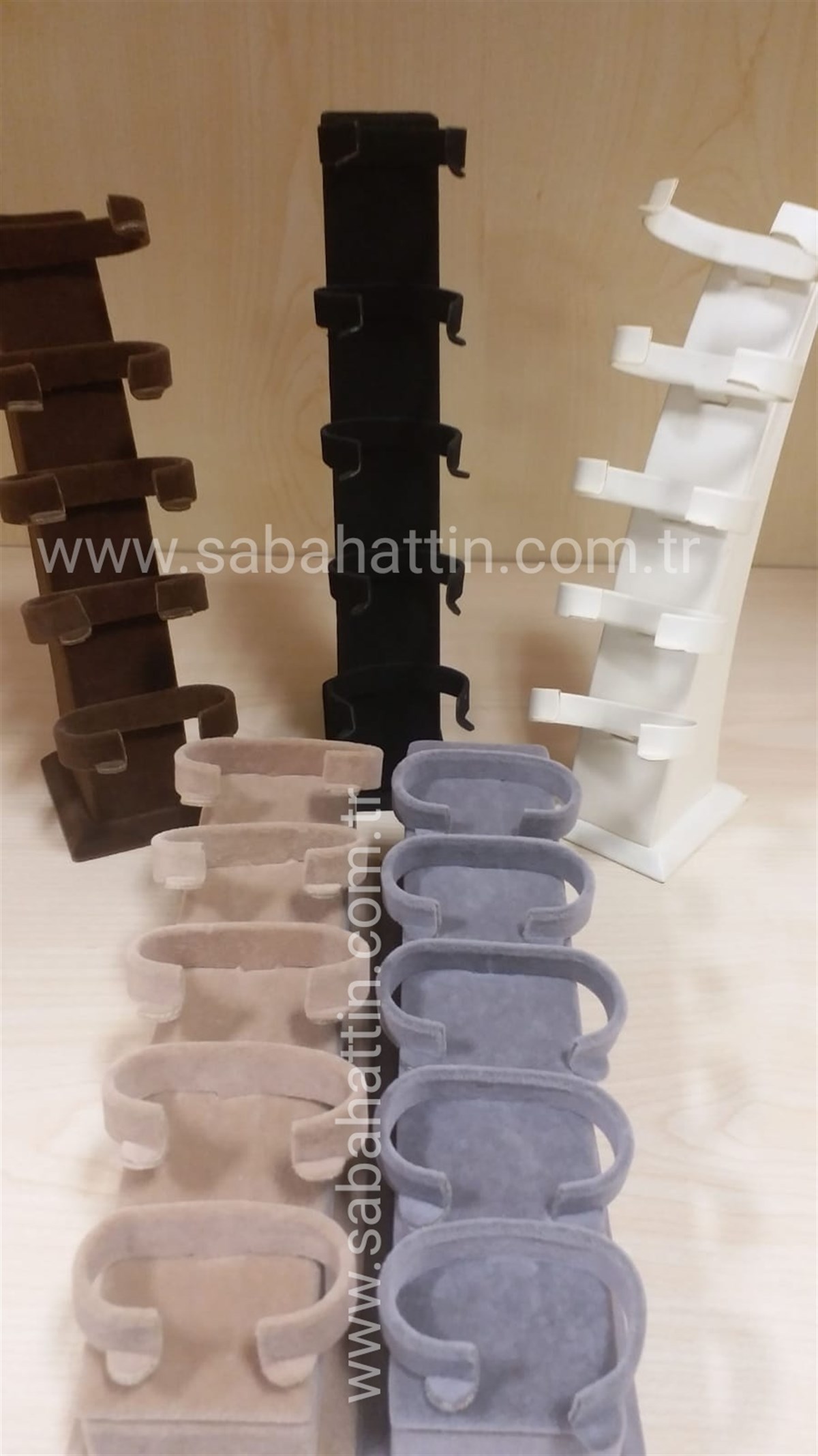 KADİFE & SÜET 5'Lİ KELEPÇELİK - VELVET & SUEDE JEWELRY BANGLE DISPLAY