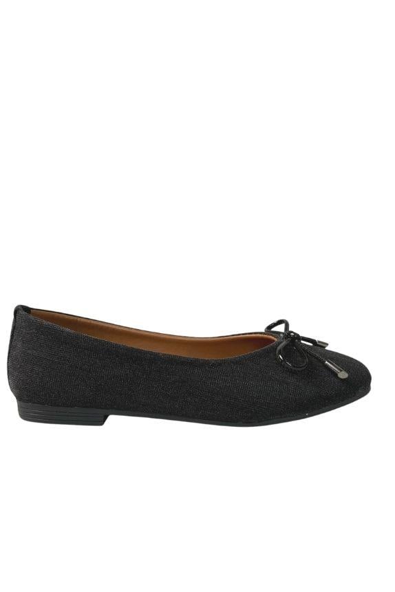 Fiyonklu Siyah Simli Kadın Babet