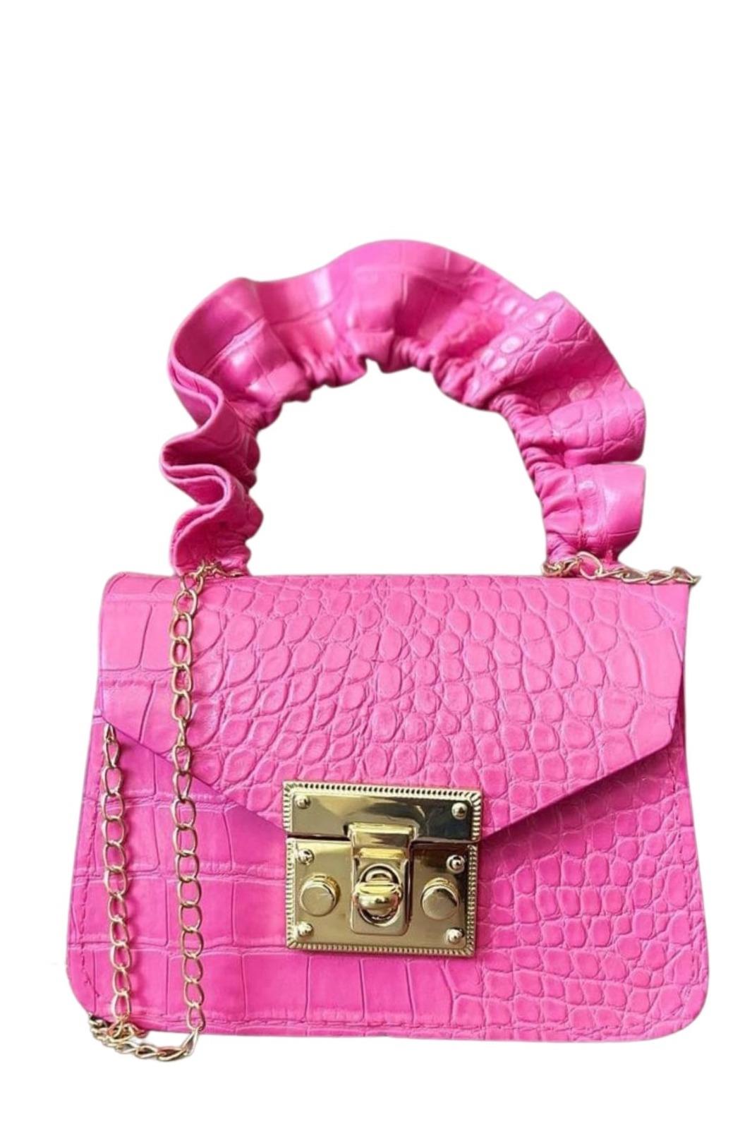 Fuşya Çapraz Gold Zincir Askılı Mini Kız Çocuk Çantası 