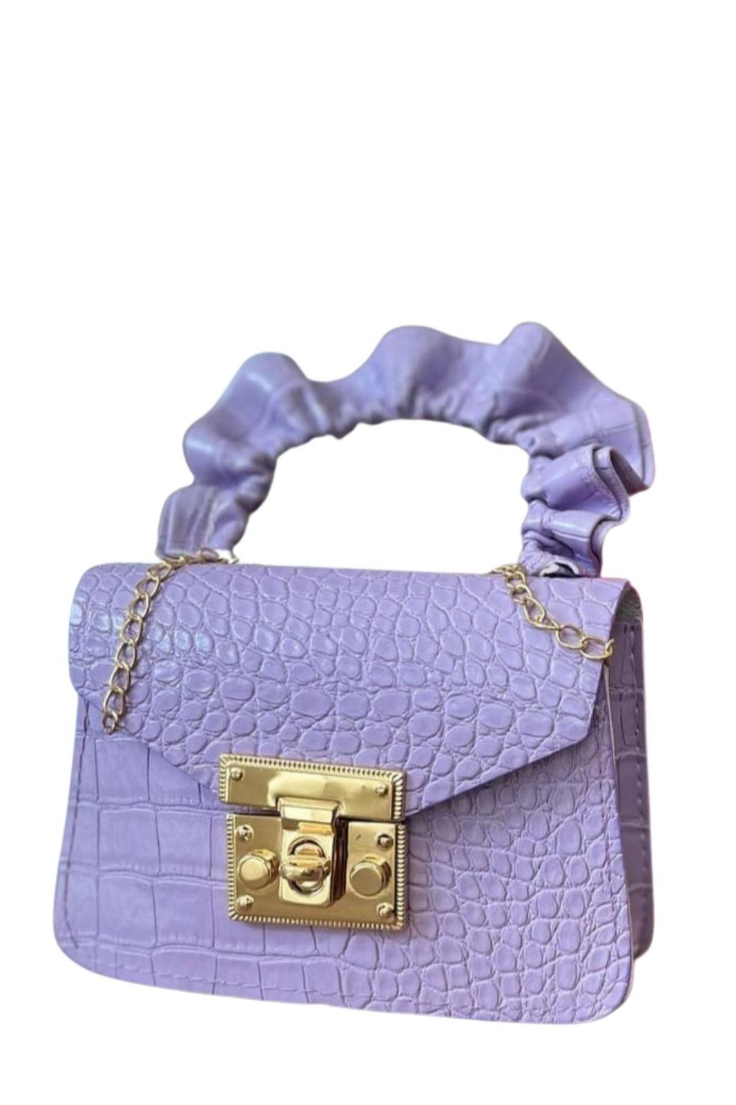 Lila Çapraz Gold Zincir Askılı Mini Kız Çocuk Çantası 