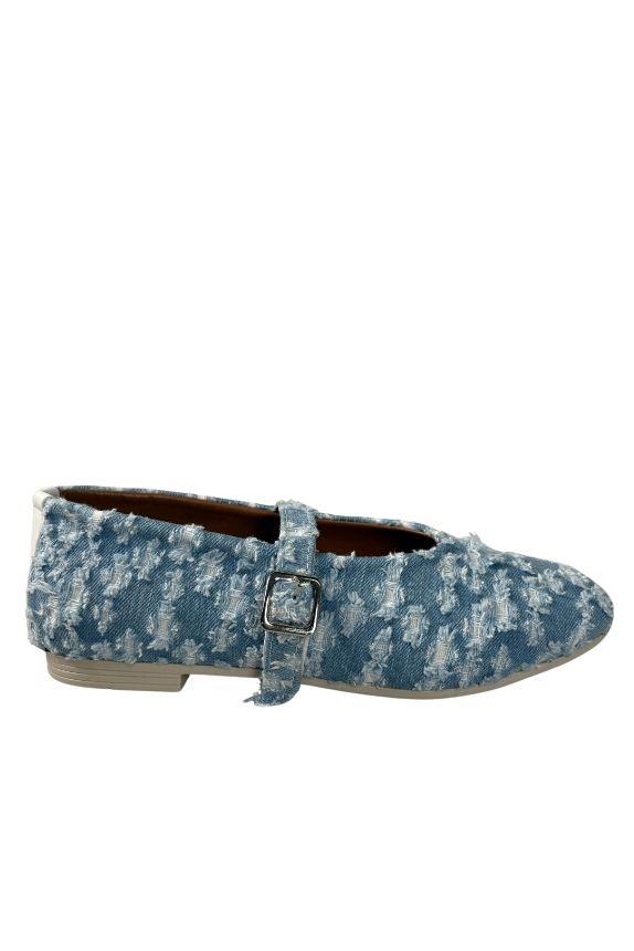 Mavi Kot KumaşTokalı Babet