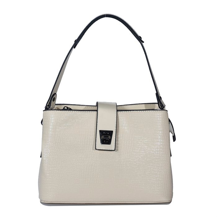 Üç Gözlü Bej Kadın El &Omuz Çanta