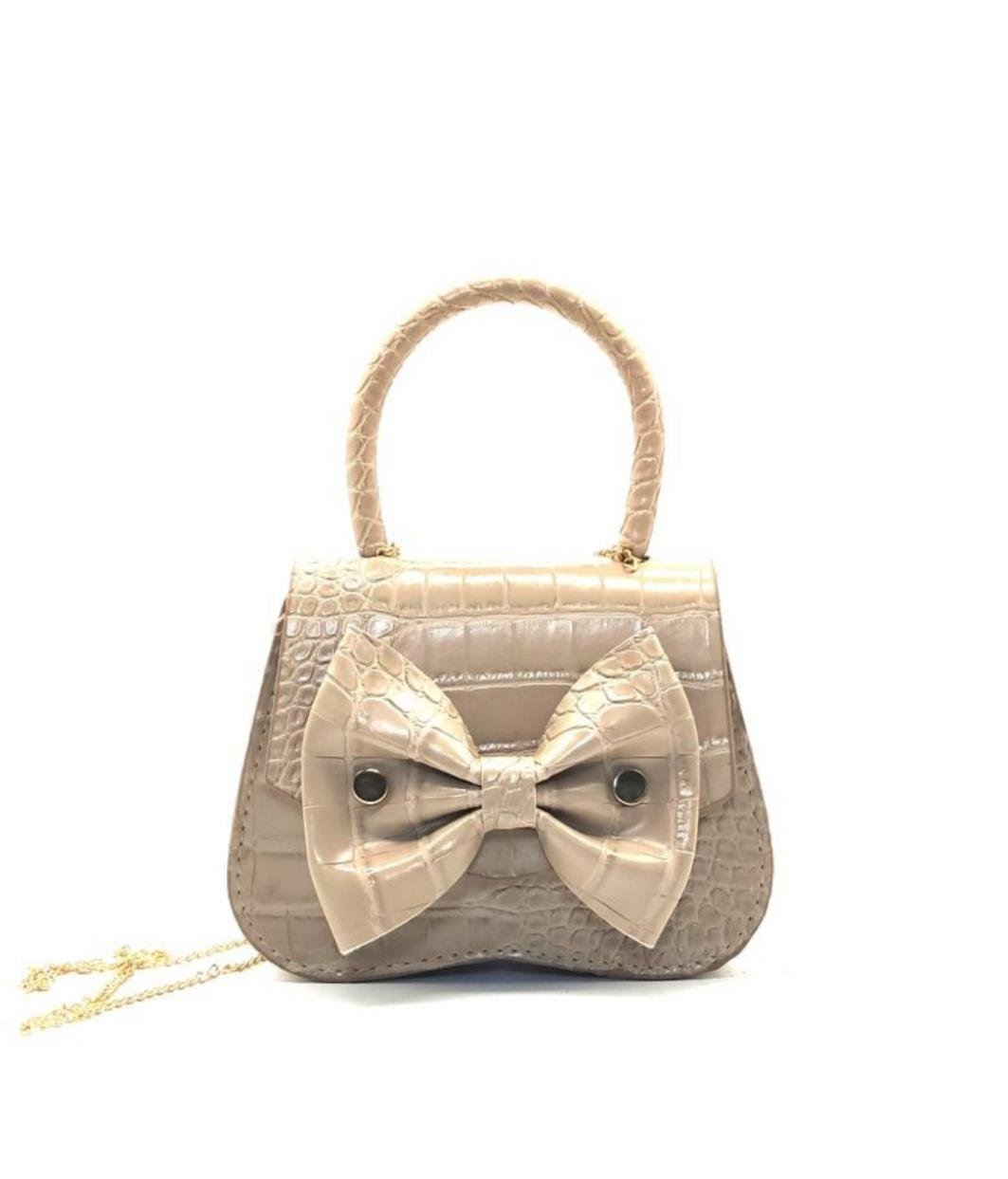 Vizon Fiyonklu Çapraz Gold Zincir Askılı Mini Kız Çocuk Çantası 