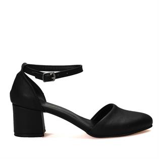 Arega Karnıyarık Siyah Kısa Topuk Kadın Ayakkabı