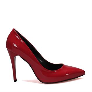 Kırmızı Rugan Topuklu Stiletto Ayakkabı