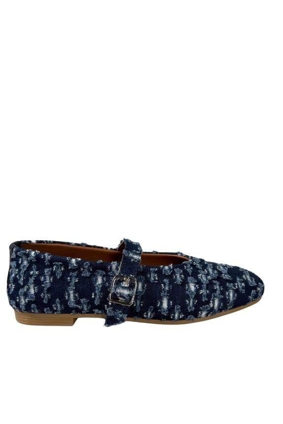 Lacivert Kot KumaşTokalı Babet