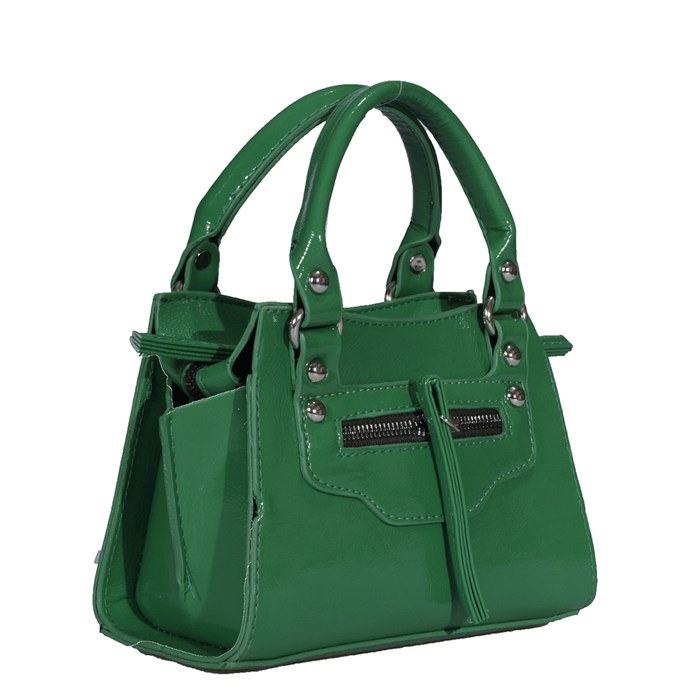 Mini Yeşil Rugan Çapraz Askılı Kadın Çanta