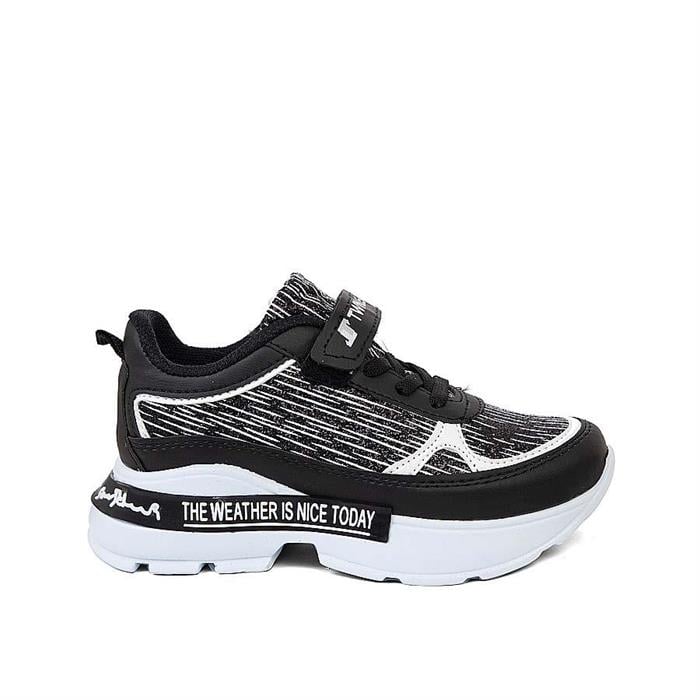 Siyah Simli Yüksek Taban Kız Çocuk Spor Ayakkabı