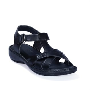 Florin Siyah Düz Taban Kadın Comfort Sandalet