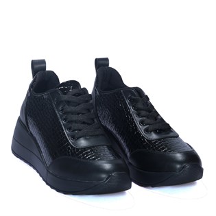 Krokulu Rugan Siyah Casual Spor Kadın Ayakkabı