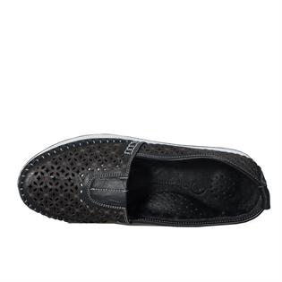 Missmamma Lazer Kesim Siyah Deri Comfort Ayakkabı