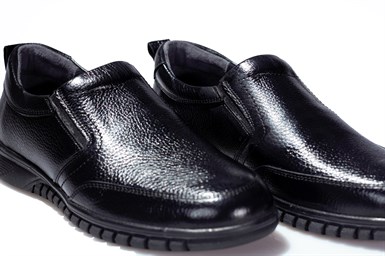 Salih Eryılmaz Siyah Bağcıksız Ortopedik Deri Erkek Ayakkabı