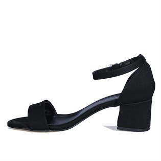 Süet Siyah Tek Bant Kısa Topuk Kadın Ayakkabı