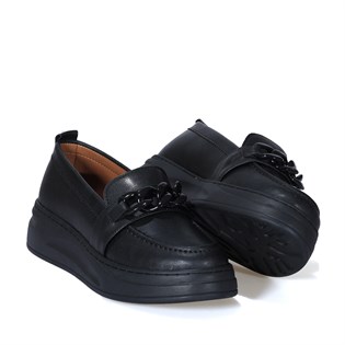 Zincir Detaylı Casual  Siyah Kadın Ayakkabı