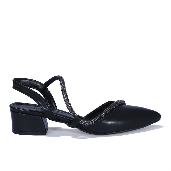 Wiesse Topuklu Siyah Taşlı Kadın Ayakkabı