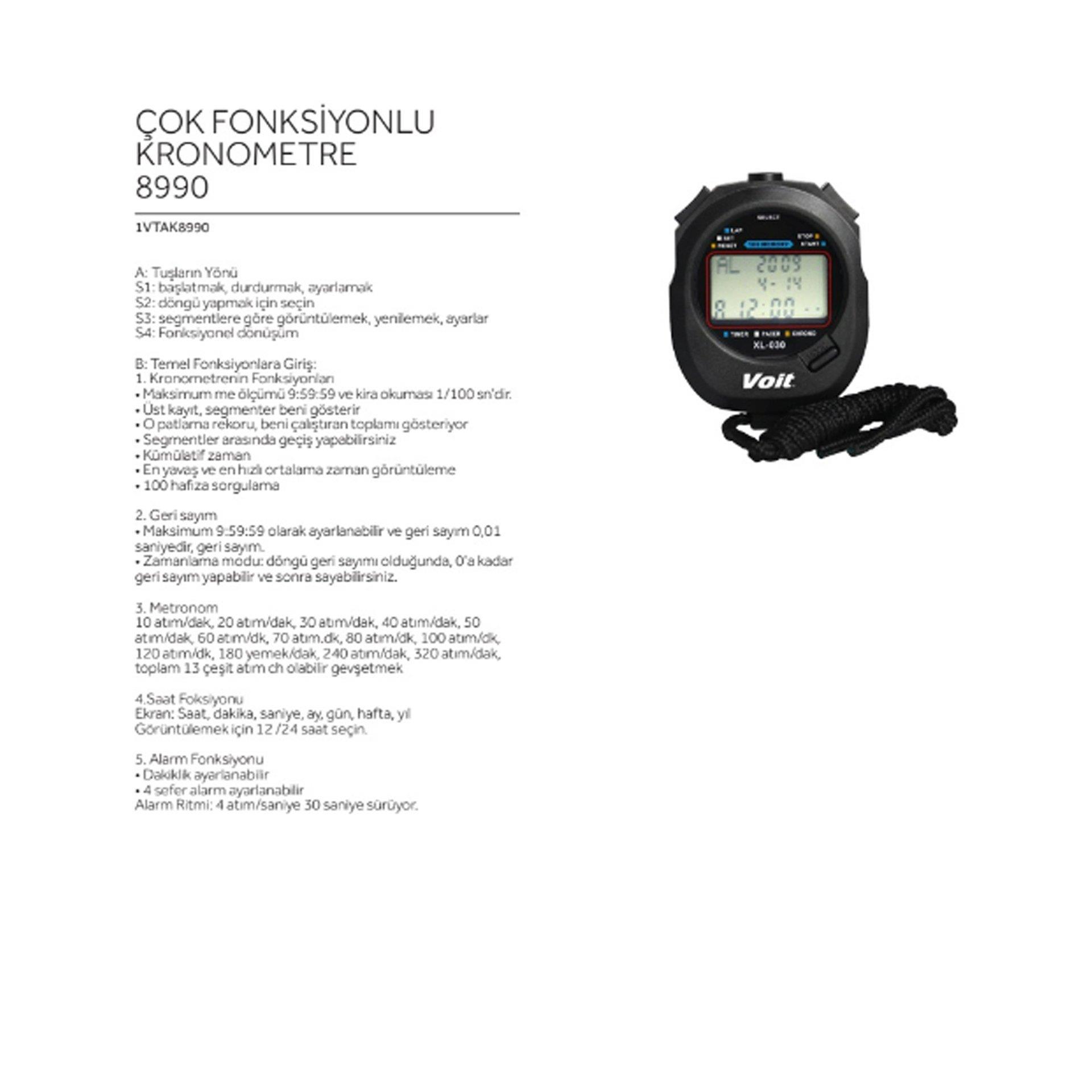 Voit 8090 Kronometre Foksiyonel 100 Hafıza