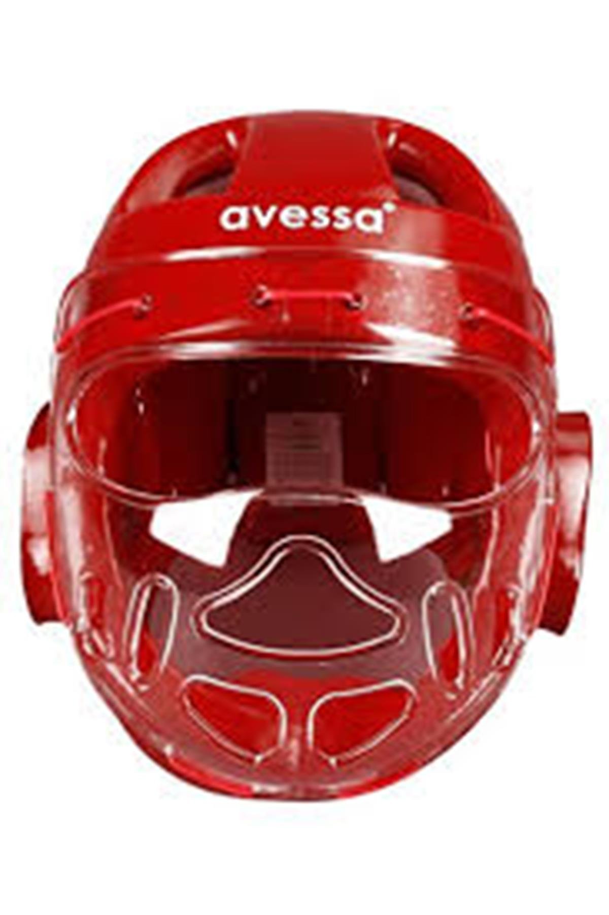 Avessa Boks-Taekwondo Kask Camlı Kırmızı