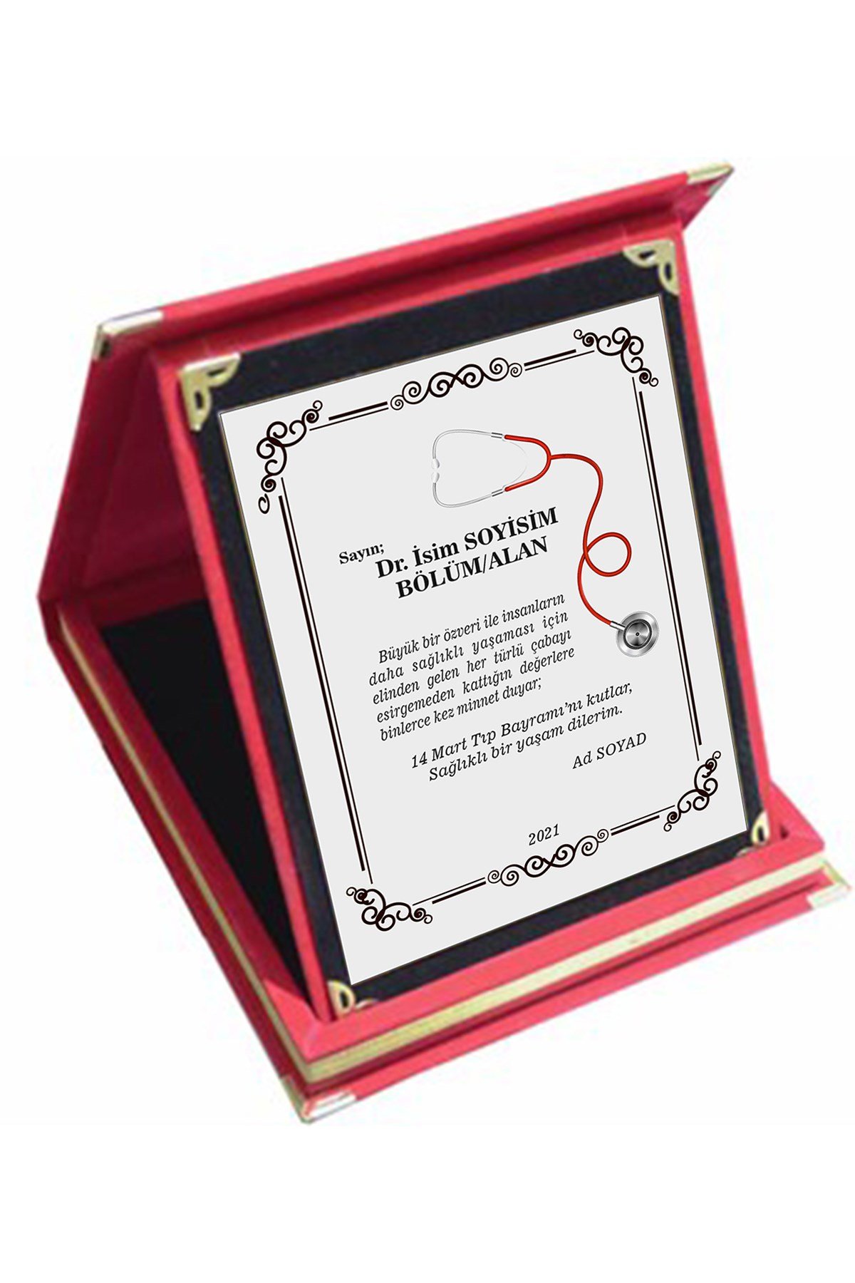 Seftil Kırmızı Plaket 15x20 cm