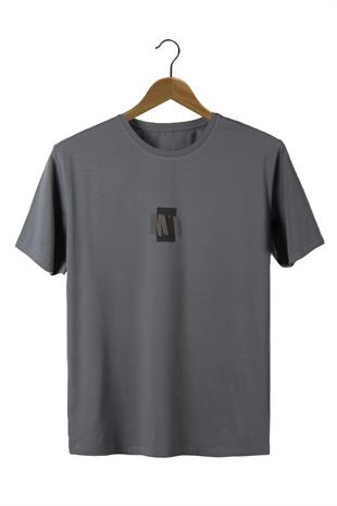 Antrasit Ön Ve Arkası Kabartma Baskılı Oversize T-shirt
