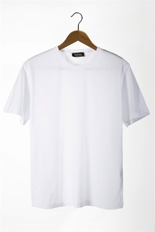 Erkek Bisiklet Yaka Oversize Rahat Kalıp Basic T-Shirt 22Y-3400761-1 Beyaz
