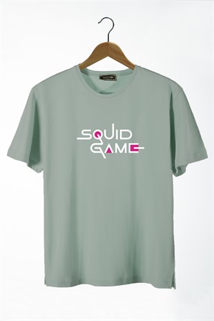 Erkek Mint Önü Squid Game Baskılı Bisiklet Yaka Oversize T-Shirt 22Y-3400762-59