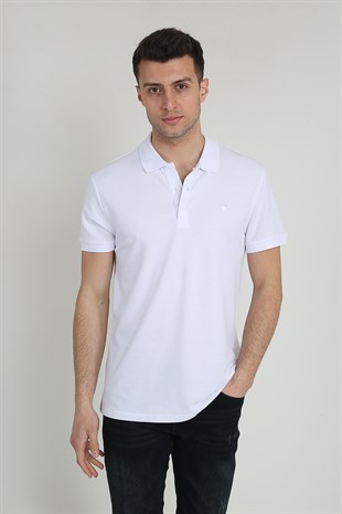 Erkek Polo Yaka Cepsiz Basic T-Shirt 20Y-3400667-2 Beyaz