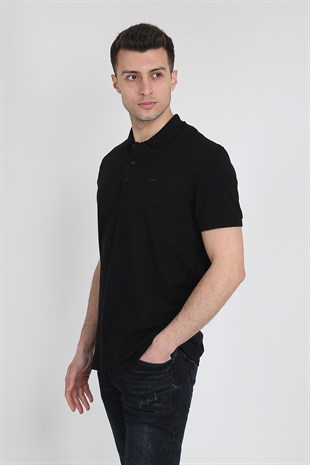 Erkek Polo Yaka Cepsiz Basic T-Shirt 20Y-3400667-2 Siyah