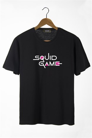 Erkek Siyah Önü Squid Game Baskılı Bisiklet Yaka Oversize T-Shirt 22Y-3400762-59