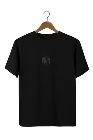 Siyah Ön Ve Arkası Kabartma Baskılı Oversize T-shirt