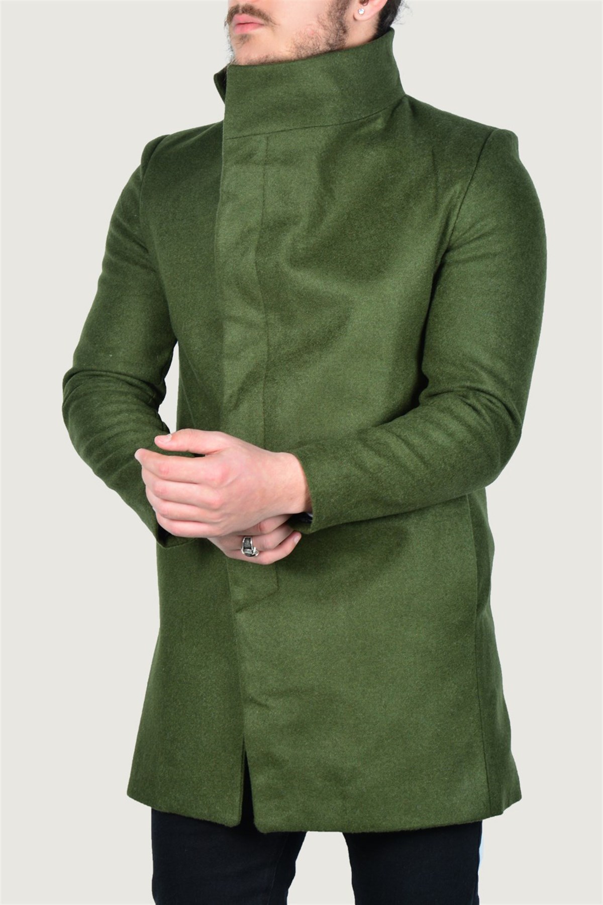 Erkek Kaşe Kaban 7K-8300026-005 Yeşil | Terapi Giyim