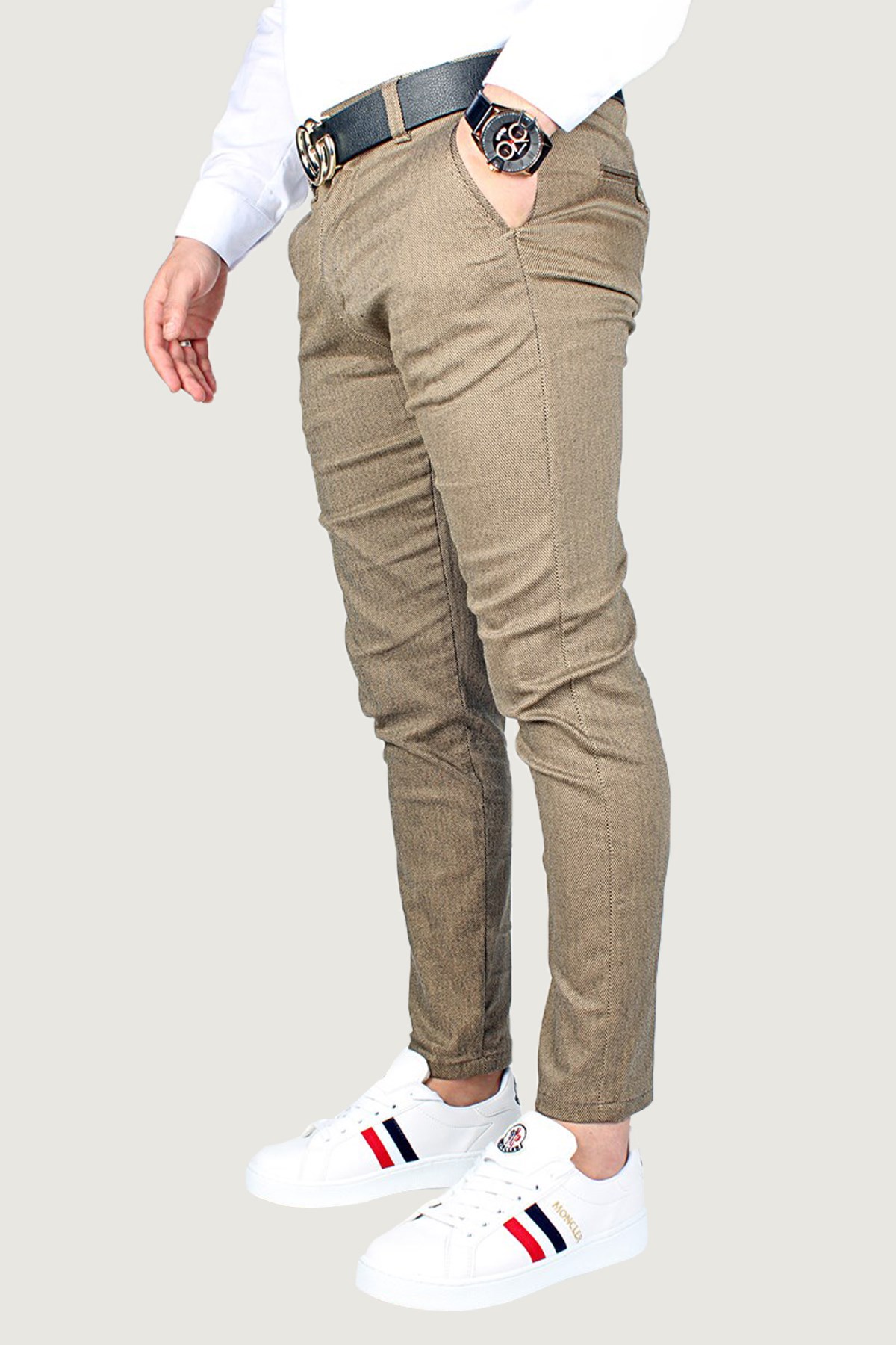 Erkek Keten Pantolon 8K-2200174-015 Kahverengi | Terapi Giyim