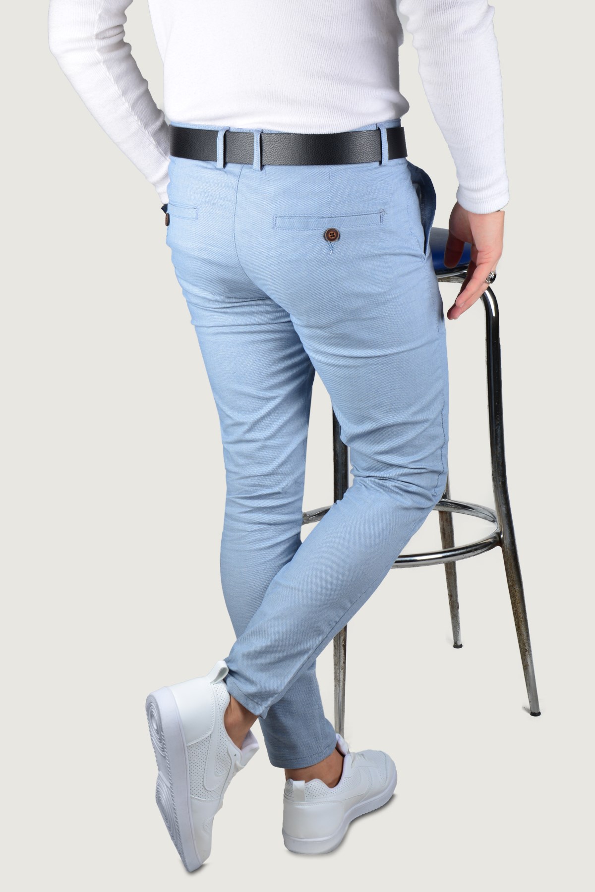 Erkek Keten Pantolon 9K-2200212-035 Buz Mavisi | Terapi Giyim