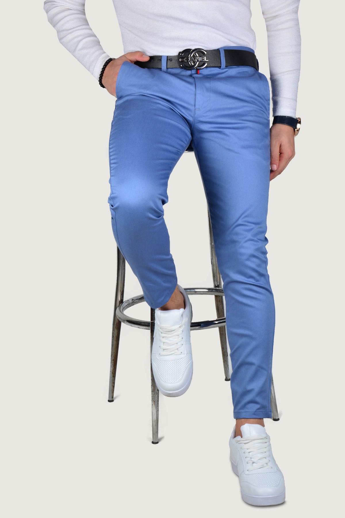 Erkek Keten Pantolon 9Y-2200203-013 Açık Mavi | Terapi Giyim