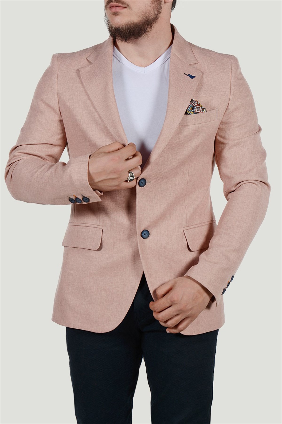 Erkek Slim Fit Blazer Ceket 9K-40112-039 Pudra | Terapi Giyim