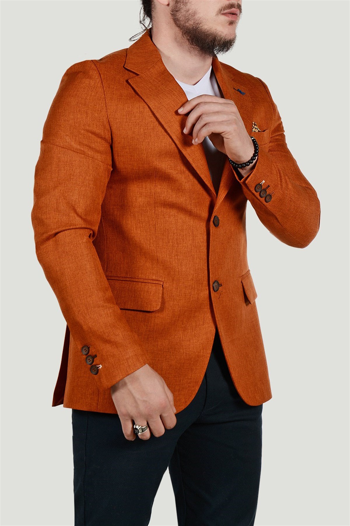 Erkek Slim Fit Blazer Ceket 9K-40112-023 Taba | Terapi Giyim