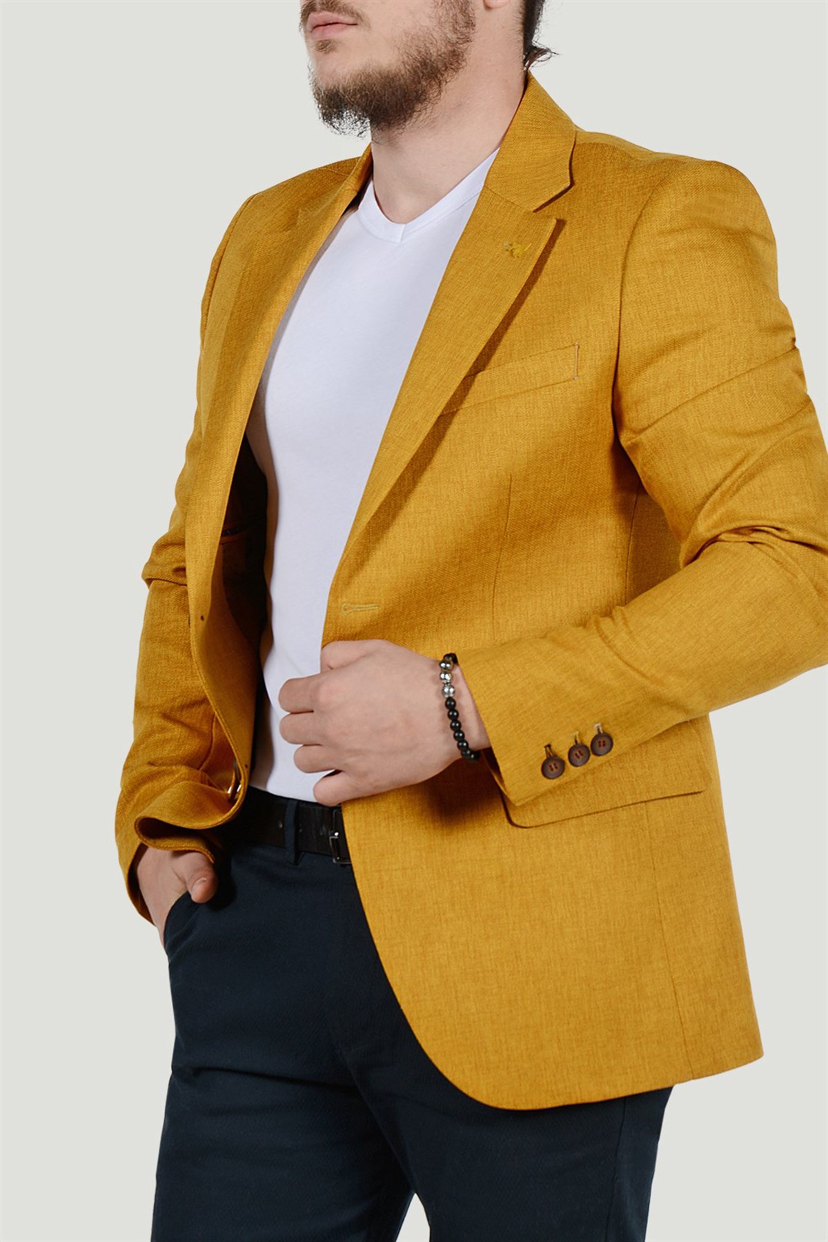 Erkek Slim Fit Blazer Ceket 9K-40112-021 Hardal | Terapi Giyim
