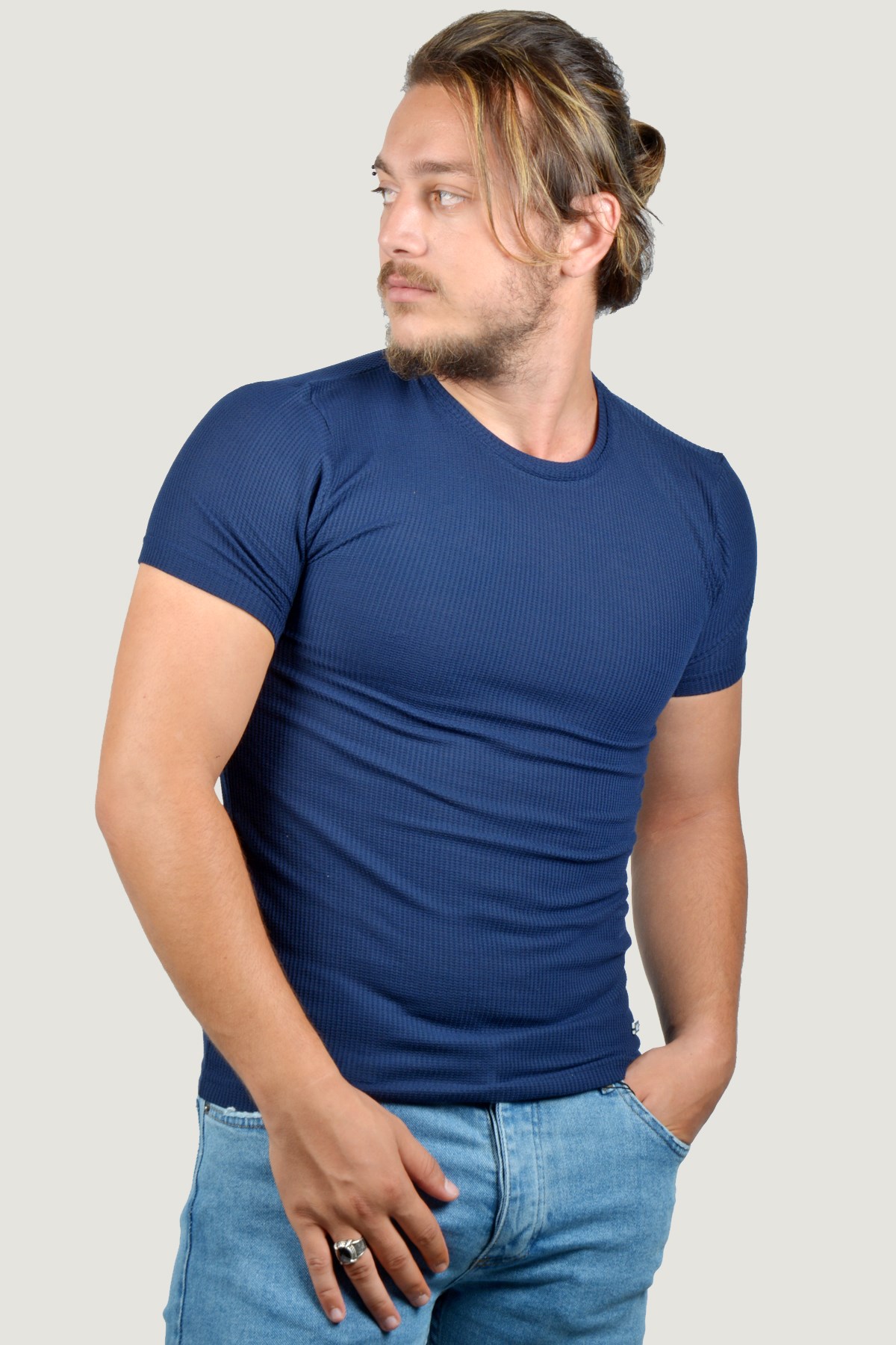 Erkek T-Shirt 9Y-36510-019 Koyu Mavi | Terapi Giyim