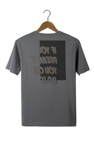 Antrasit Ön Ve Arkası Kabartma Baskılı Oversize T-shirt