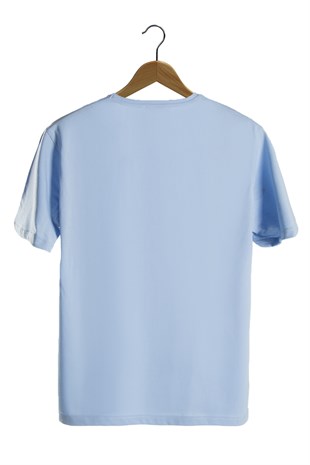 Erkek Açık Mavi Bisiklet Yaka Oversize Rahat Kalıp Basic T-Shirt 22Y-3400761-EK1
