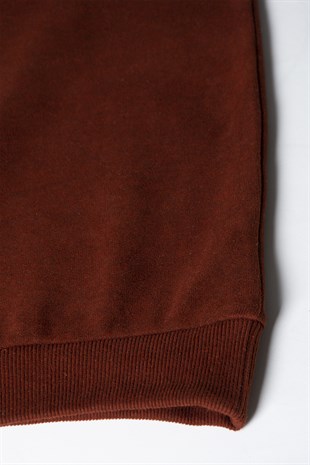 Erkek Balıkçı Yaka Yarım Fermuarlı Basic Trend Sweatshirt 21K-5200179-1 Koyu Kiremit