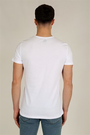 Erkek Basic Slim Fit V Yaka Kısa Kollu T-Shirt 21K-3400738-1 Beyaz
