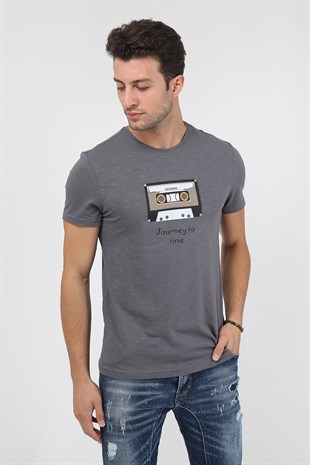 Erkek Baskılı Trend T-Shirt 20K-3400625-1 Antrasit